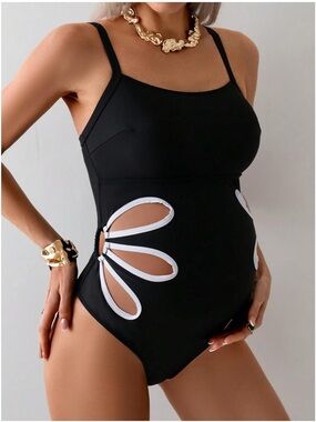 OYOANGLE Black Maternity One Piece Swimsuit XL